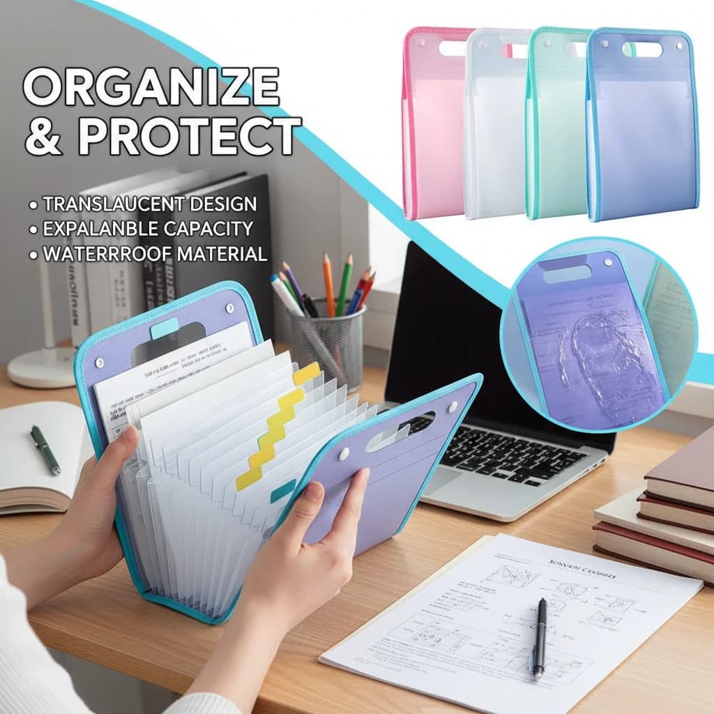 Cartella portadocumenti verticale portatile di grande capacità con 13 scomparti, borsa organizer per fermagli per documenti, per archiviazione e classificazione dei documenti
