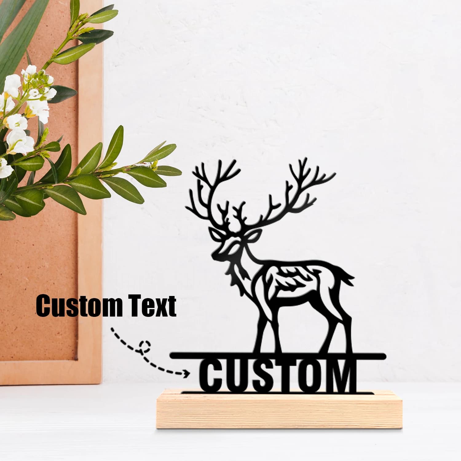 1pc Metal Desktop Ornaments and Decorations Custom Content Equipped with A Wooden Base Holiday Gifts for Family and Friends