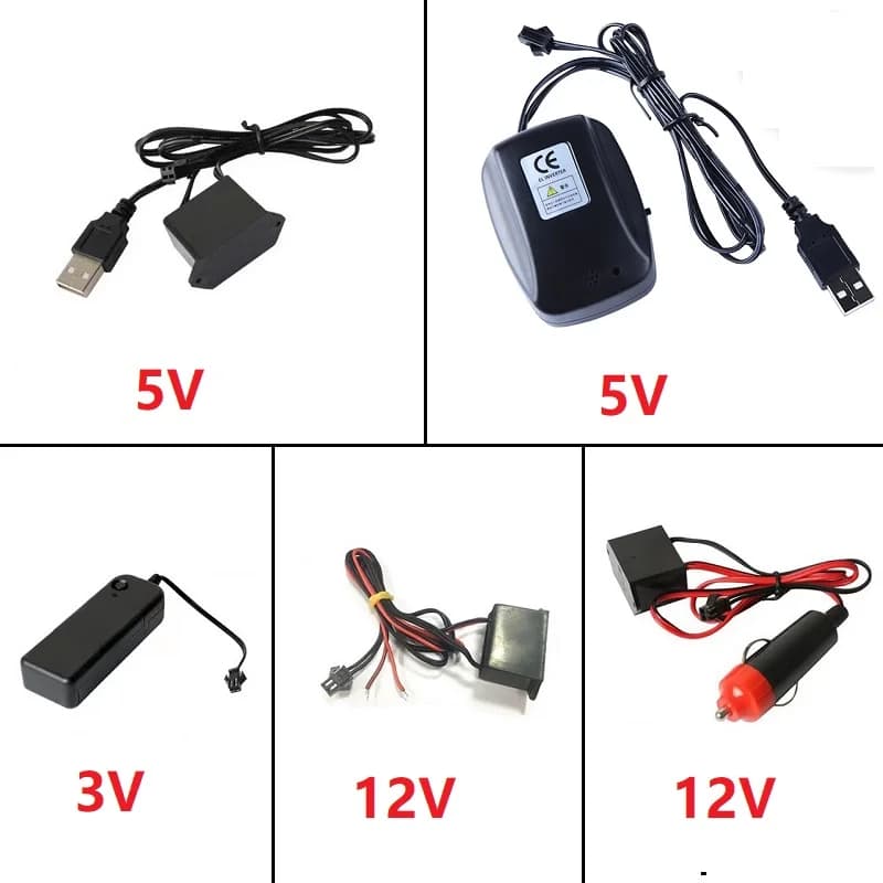 DC 12V EL Linea USB Accendisigari Controller per 1-5M Luce al neon LED Strip Light EL Wire Glow Flessibile Neon Decor