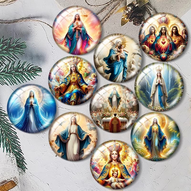 La Vergine Maria 12/18/20/25mm cabochon in vetro braccialetto anelli pendenti per orecchini demo gioielli retro Creazione di risultati