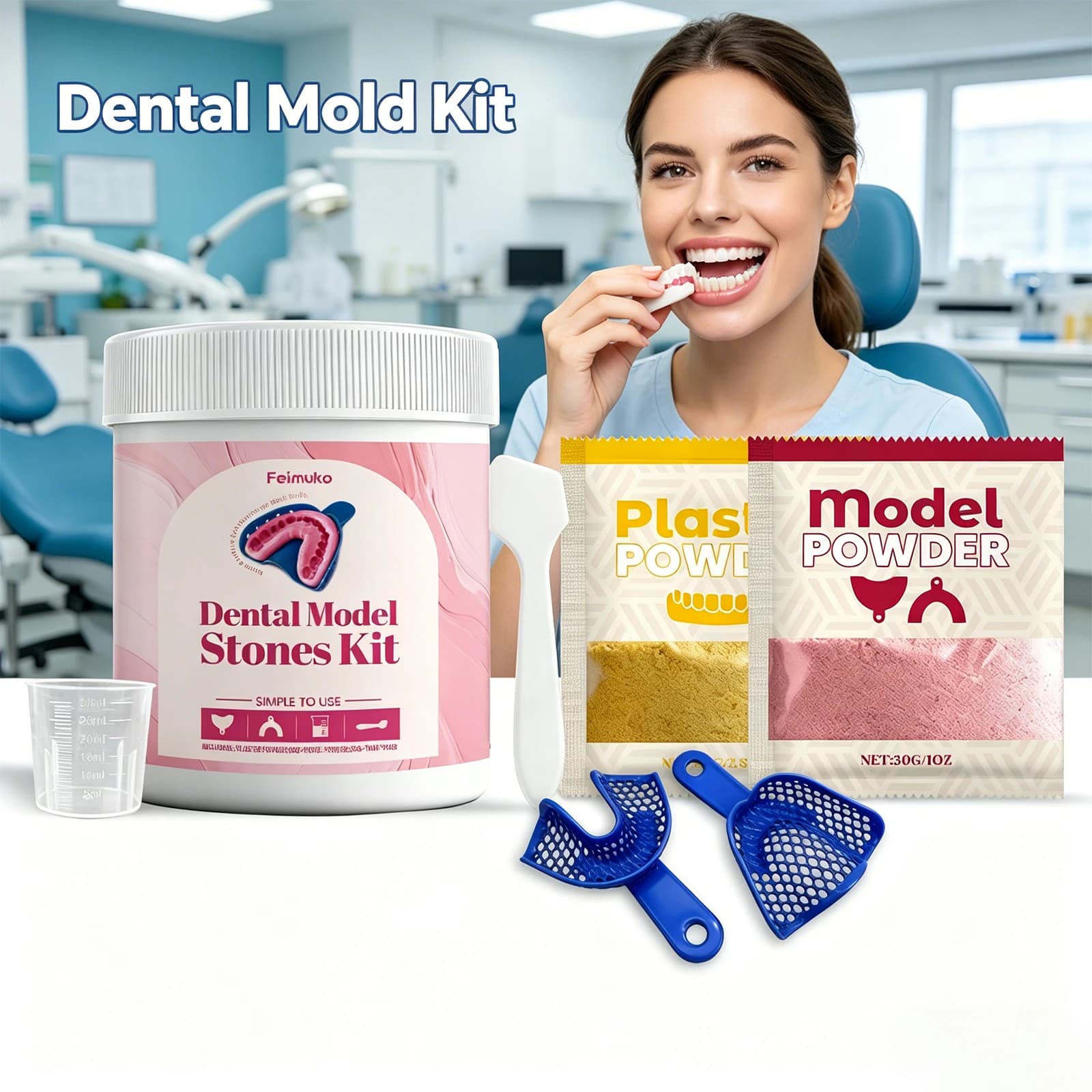 Feimuko Kit per Impronte Dentali, Set per Modelli di Denti in Gesso, Strumento Fai-da-Te per Laboratorio Dentistico, Kit per Realizzazione Profili Dentali