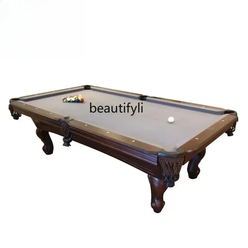 Tavolo da biliardo per uso domestico 233,33 cm Biliardo in legno massello con intaglio Tavolo da pallina antico Tavolo da ping pong americano