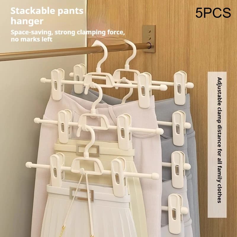 5Pcs Extended Size Hanger For Trousers Seamless Adjustable Multi-functional Closet Organizer Underwear Skirts Pants Clothes