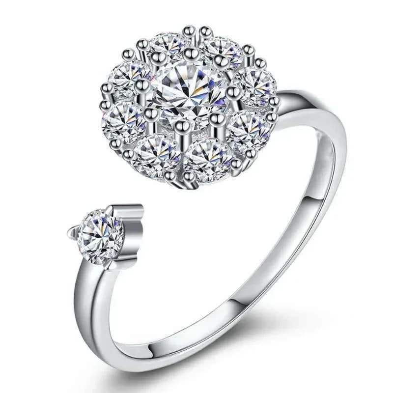 Donne Cubic Zirconia Fiocchi di neve Anelli di ansia Anelli girevoli Anello di preoccupazione calmante regolabile Nuovi anelli Fidget Spinner