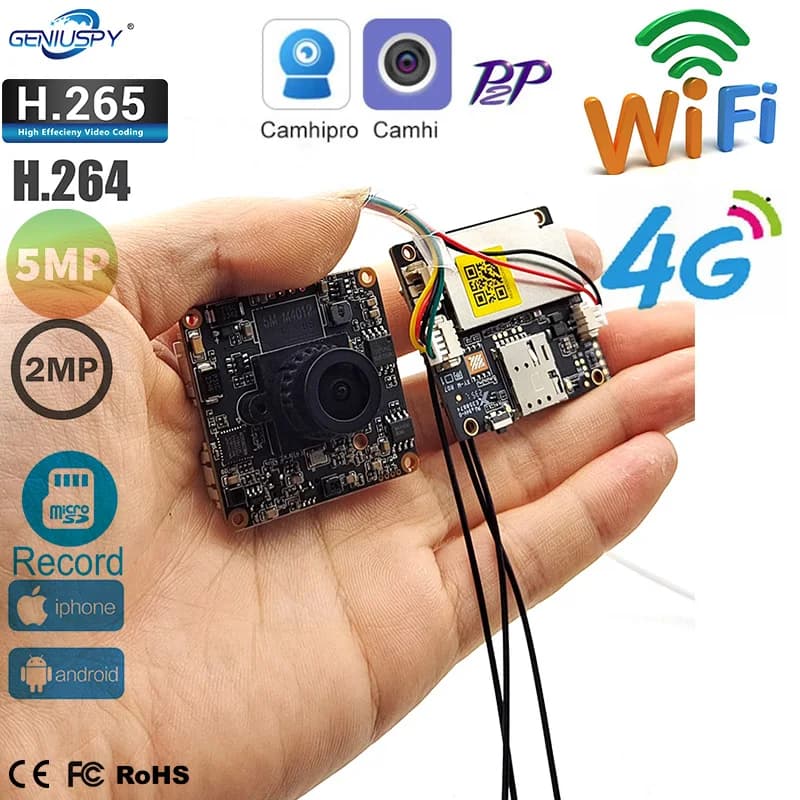 Camhi grandangolare 4G LTE Wifi Hotspot modulo telecamera IP 1920P fai da te CCTV Mini 3G/4G SIM Card sorveglianza microfono integrato Slot per scheda SD