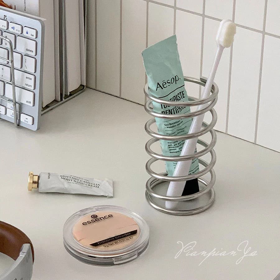 1PC semplice portaspazzolino a forma di molla portaoggetti multiuso per pennelli per trucco per la decorazione domestica accessori per il bagno