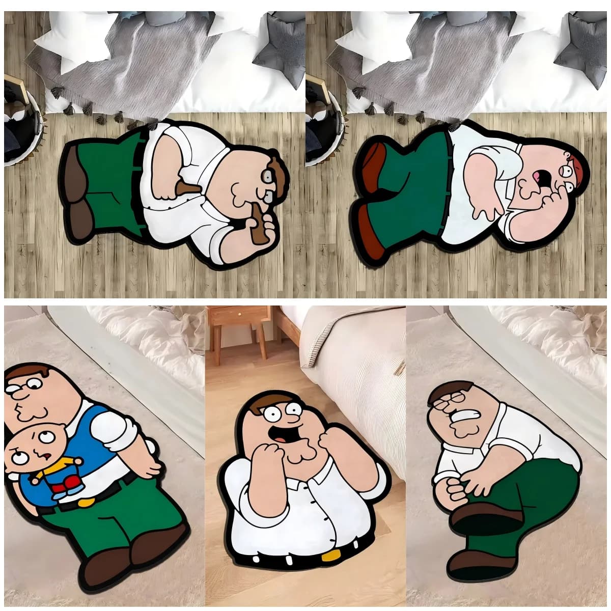 VIKAMA Carpet with funny design of cartoon characters, entrance mat, hallway, door, bathroom, home decoration, comfortable and reducing noise