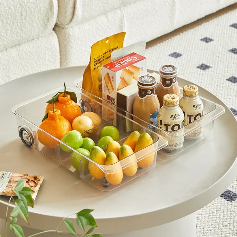 Multifunctional storage compartment for sink, removable design with wheels, split container, transparent holder for sink