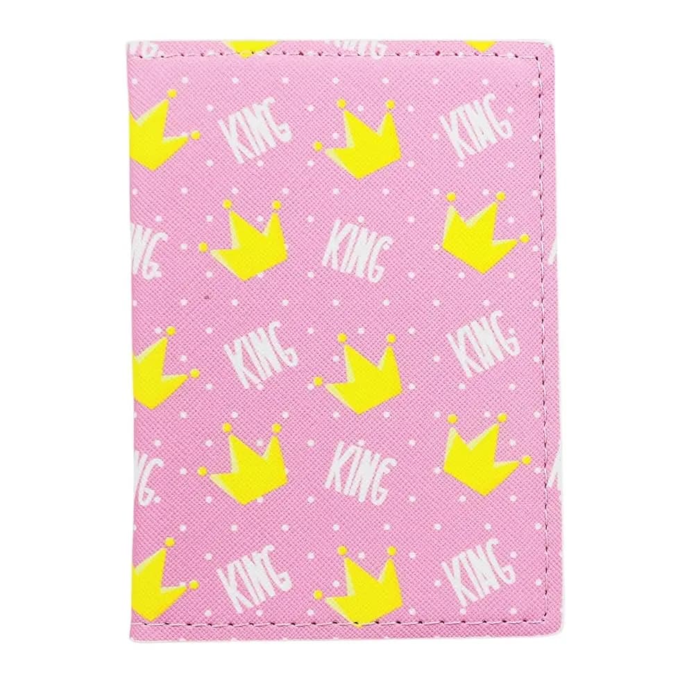 Custodia per Passaporto con Corona Carina per Donne, Porta Passaporto in Pelle PU Rosa con Corona (Crown A)