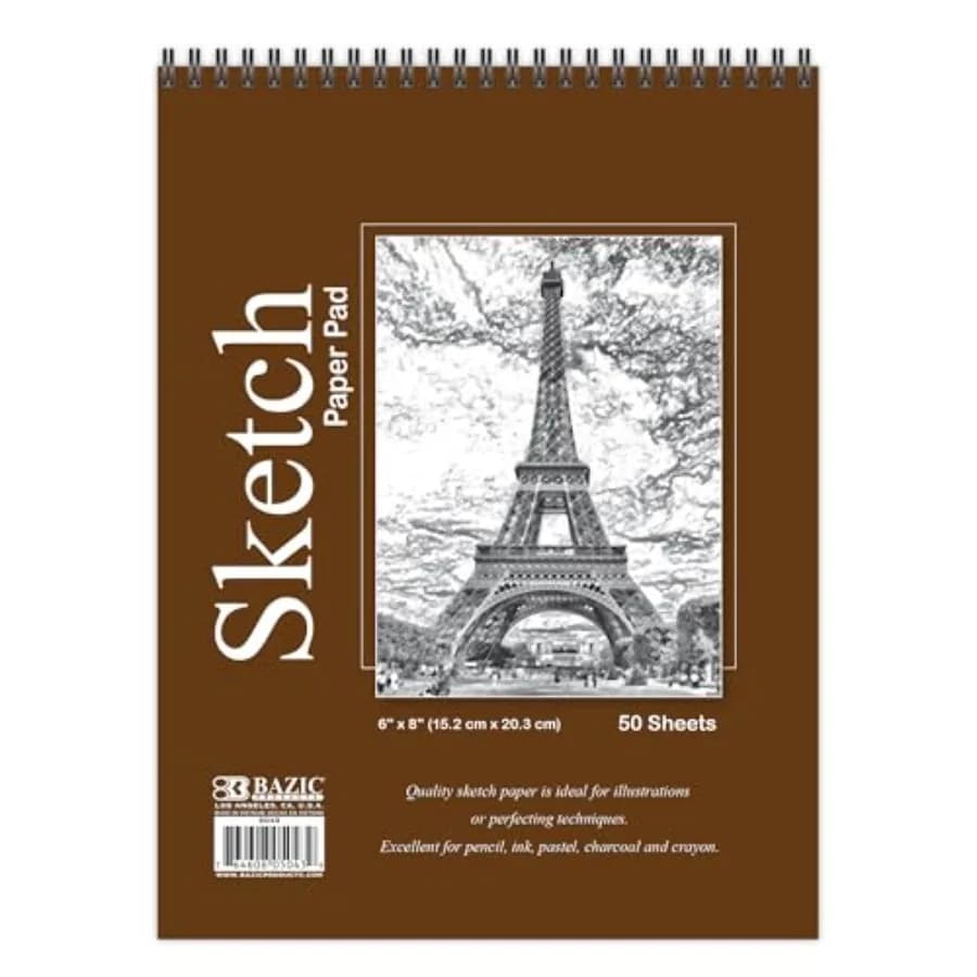 Sketch Pad 50 Sheet 6" X 8", Top Bound Spiral Sketchbook Drawing Pads, Sketching Paper Coloring Book for Artist School, 48-Pack