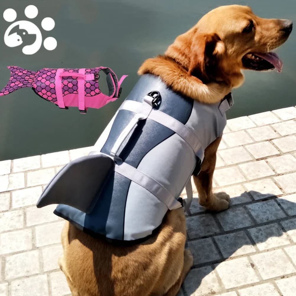 Giubbotto Salvagente Estivo per Cani a Tema Squalo e Sirena, Abbigliamento per Cani, Imbracatura, Costume da Bagno per Cani, Divertente e Carino