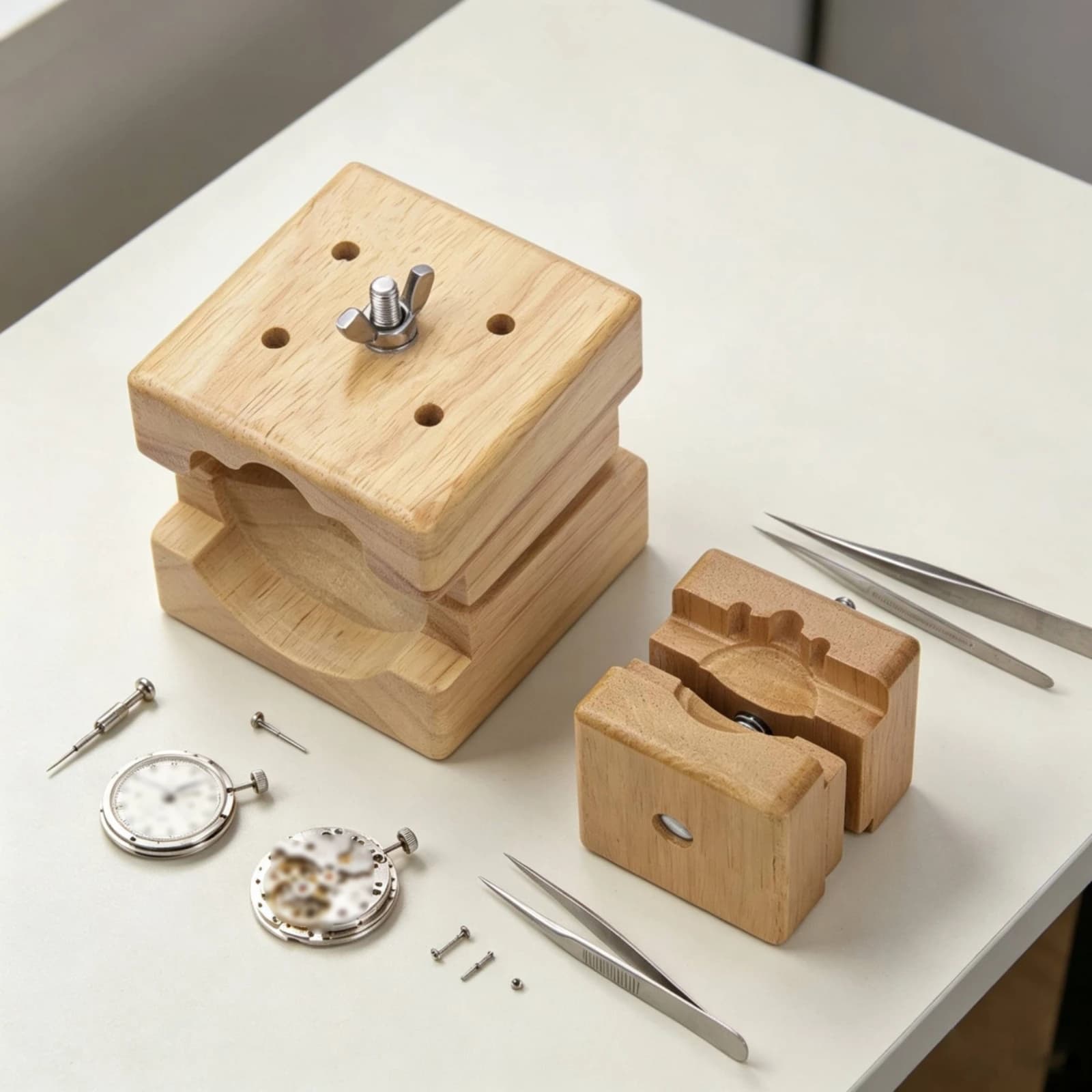 Watch Case Holder Wooden Watch Case Holder Block Tool Professional Smooth for Watchmakers, Bench Work, Strap Changes
