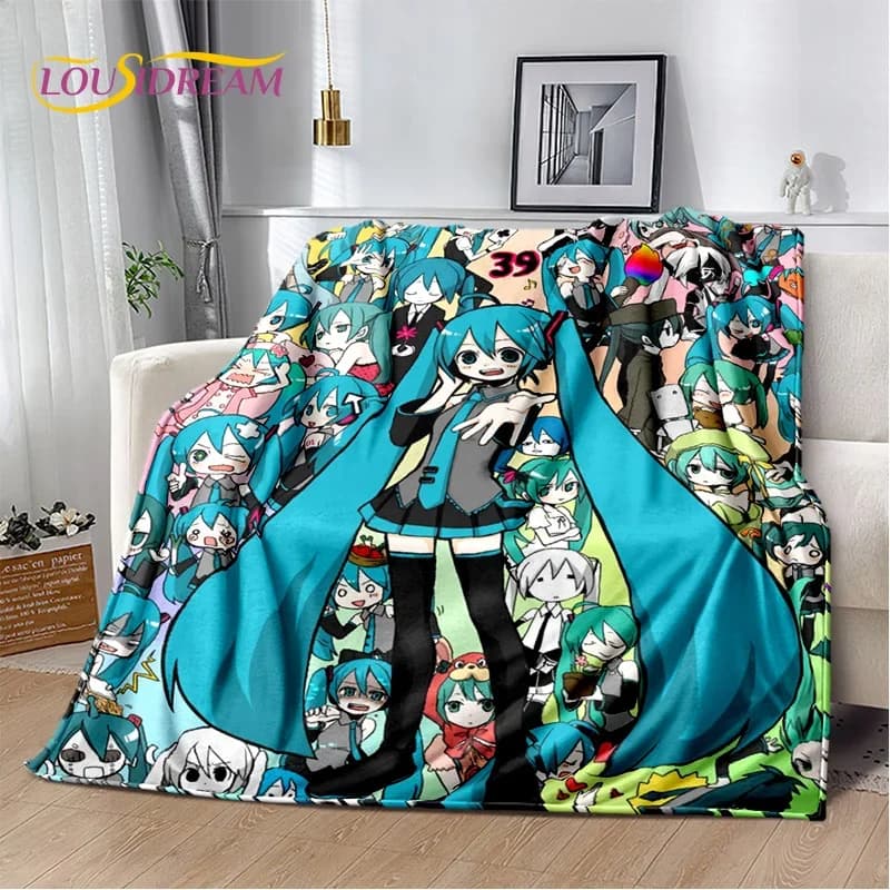 Coperta 3D con personaggi musicali dei cartoni animati M-Mikuu, morbida coperta per la casa, camera da letto, divano letto, picnic, ufficio, regalo per bambini