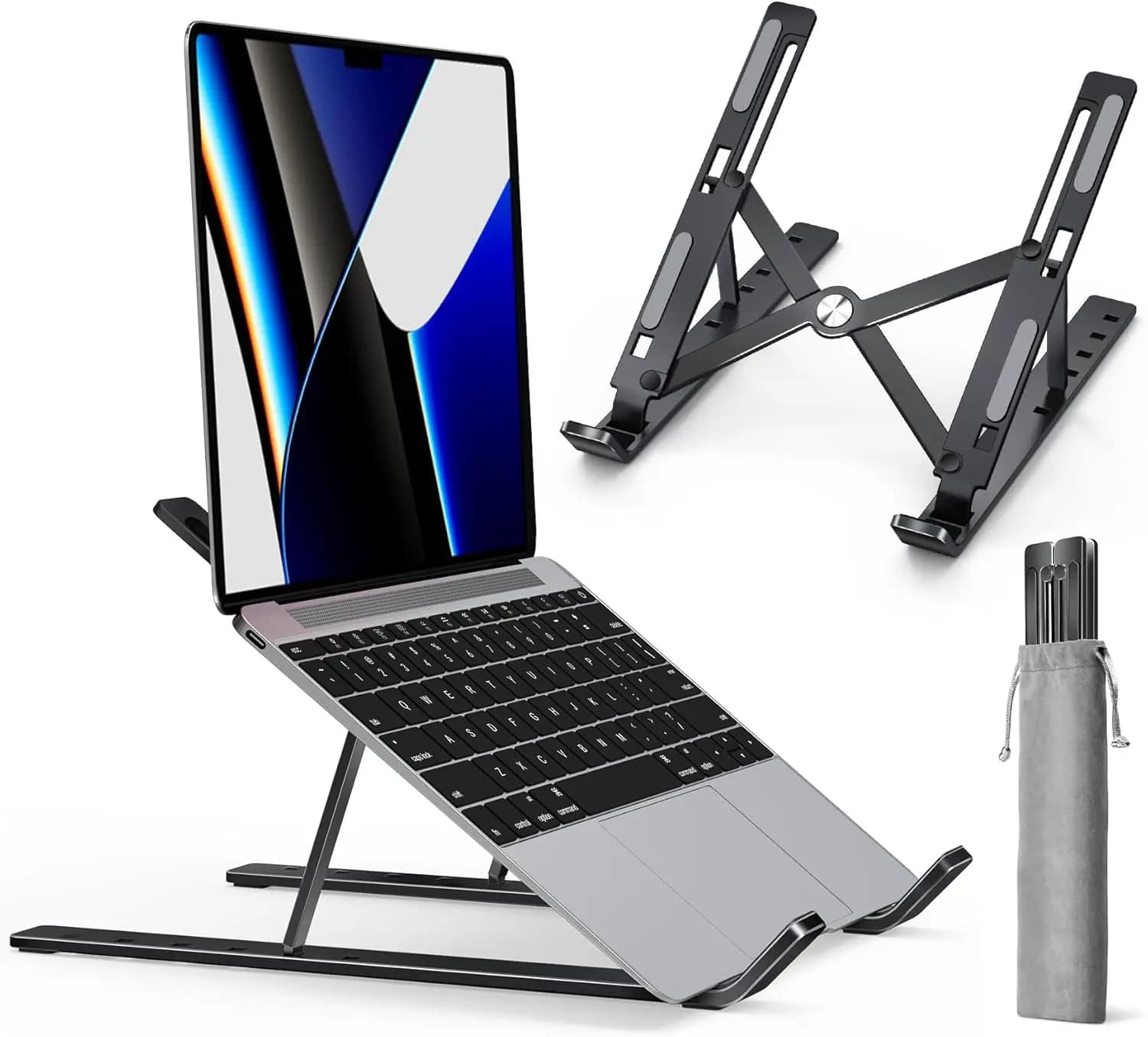 IAdjustable Aluminum Laptop Stand 6-Angle Foldable Ergonomic Riser Holder for 10-18MacBook iPad Dell HP Lenovo Portable