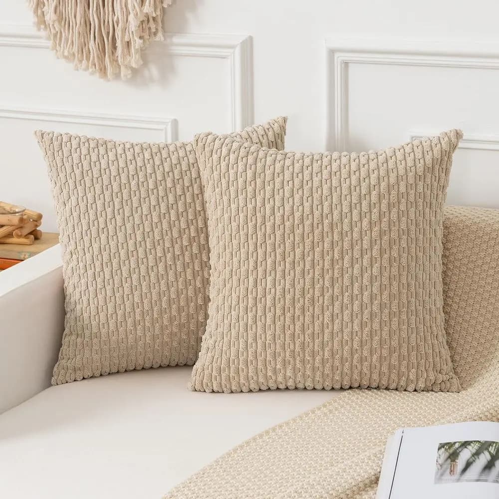 Kevin Fodere per cuscini in tessuto Morbido velluto a coste Decorativo Set di 2 fodere per cuscini a righe Boho Federe Decorazioni per la casa in fattoria