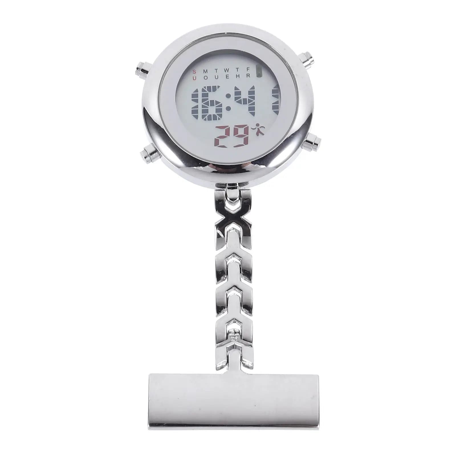 Orologio da Infermiera Digitale Elettronico da Appendere, Unisex, con Clip da Taschino, Portatile, in Lega
