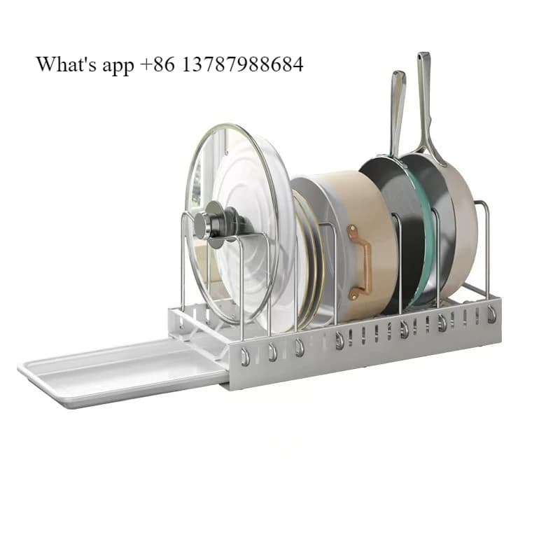 Extractable shelf for pots, cabinet rack, shelf for pans from sink, divider for cutters