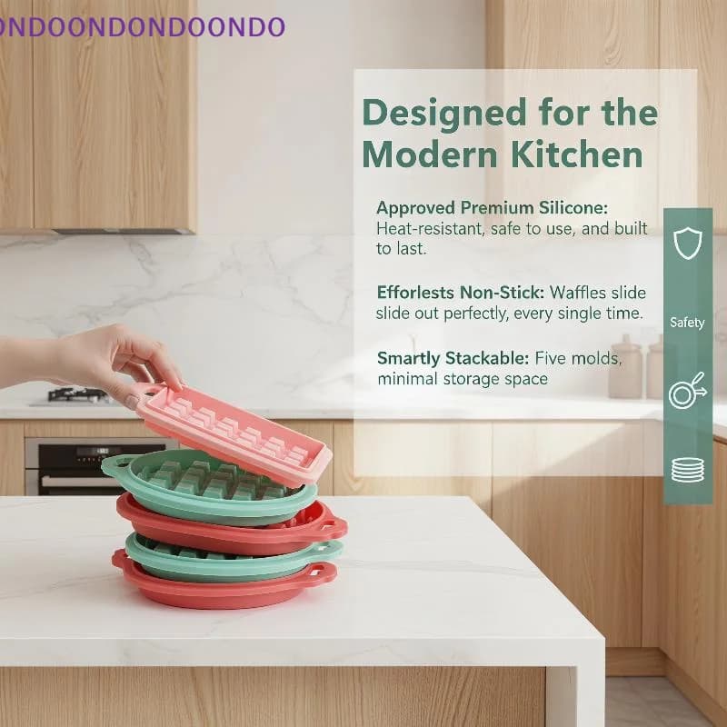5PCS Air Fryer Silicone Waffle Molds Food Grade Non-Stick Reusable Baking Mould for Home Kitchen Cake Dessert Making
