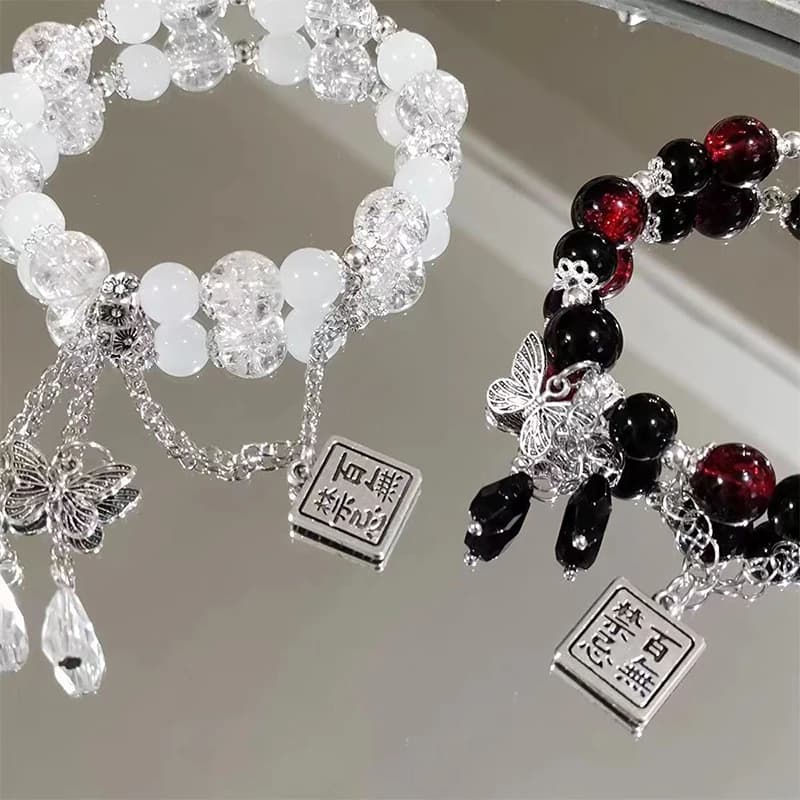 Braccialetto Tian Guan Ci Fu, Cosplay di Xie Lian e Hua Cheng, Ciondolo a Farfalla, Bracciali con Perline, Regalo per Coppie
