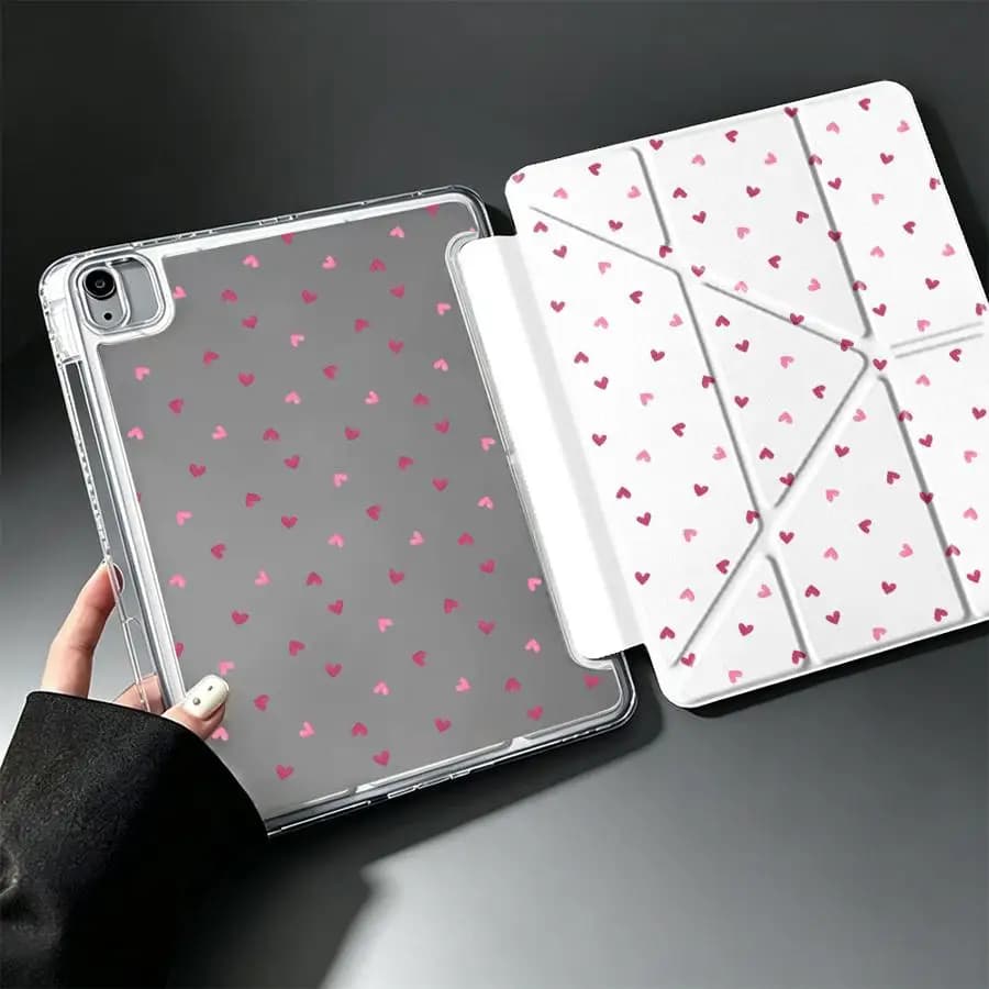Soft Pink Heart With Pen Slot Cover Tablet Case For iPad Mini 7 6 5 10th Gen 11th Pro 13 2025 2026 Air 8 M2 M3 3 9th 12th