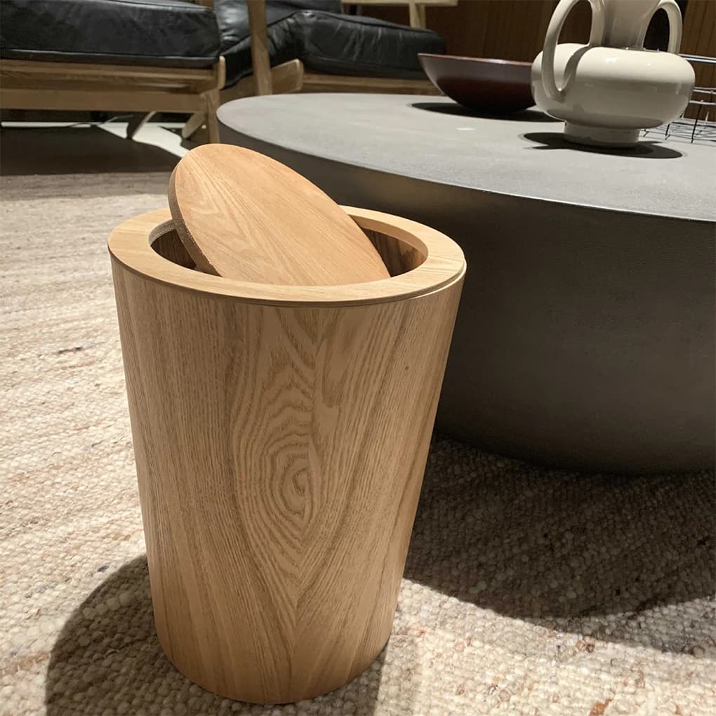 Coperchio a battente in legno massello bidone della spazzatura in stile giapponese casa Hotel ufficio camera da letto wc cestino della spazzatura cestino della carta straccia