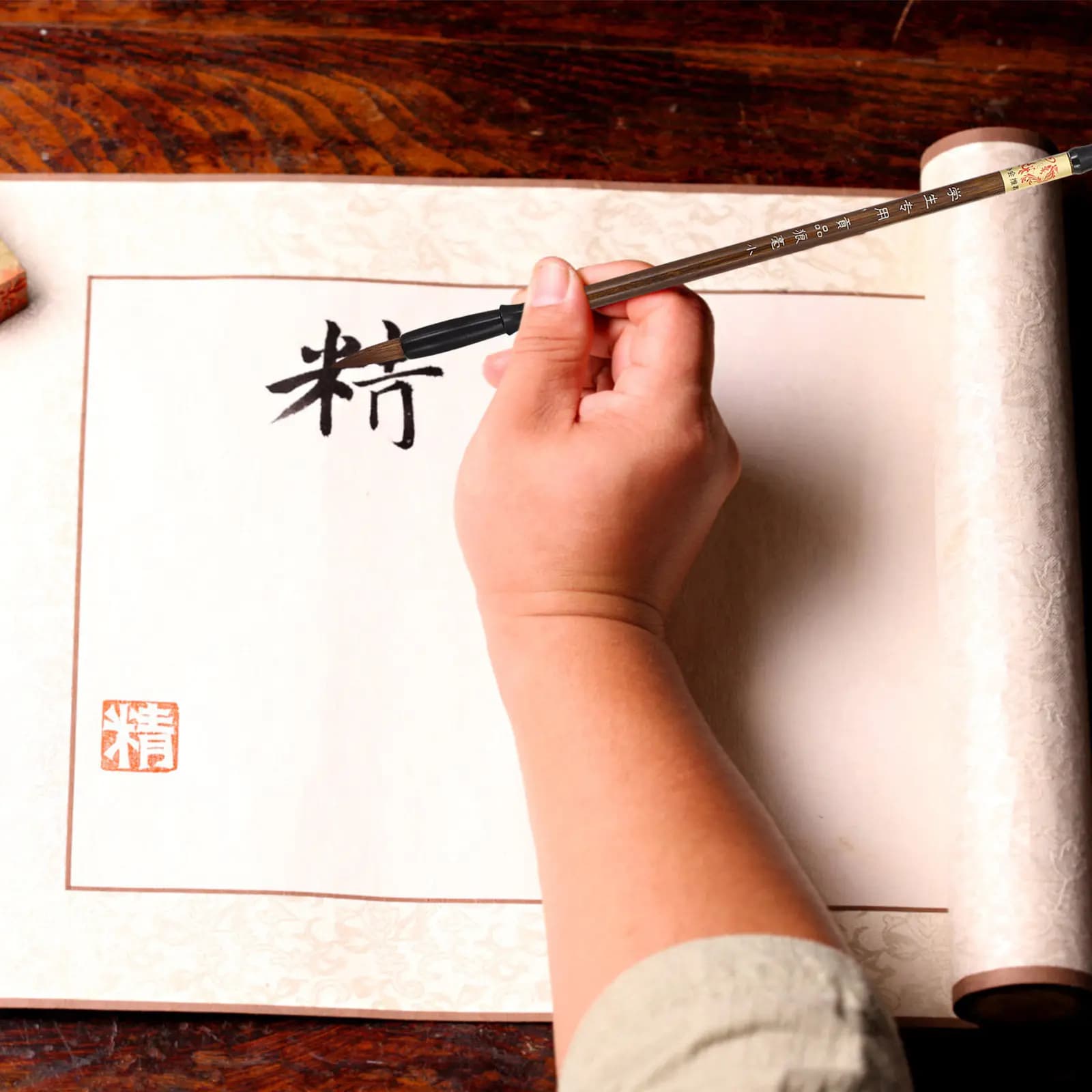 3Pcs Chinese Calligraphy Brush Set Professional Smooth Writing Tip Good Ink Absorption for Students Artists Beginners Couplet