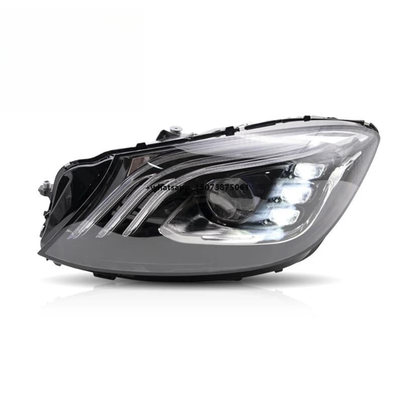 Gruppo Fari Anteriori per Classe S W222, Modello Vecchio Aggiornato con Nuovo Guida Luce LED e Luci Diurne