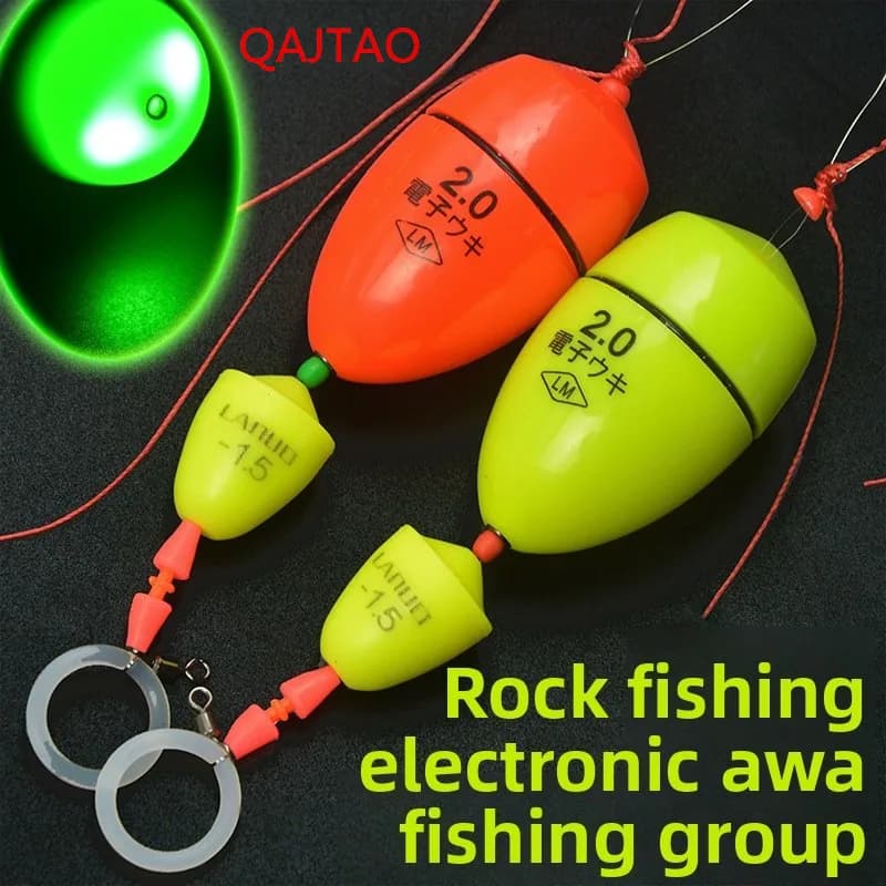 QAJTAO Luminous Electronic Float Set Wave Assembly Rock Fishing Apo Super Bright Night Fishing Assembly Fishing Supplies
