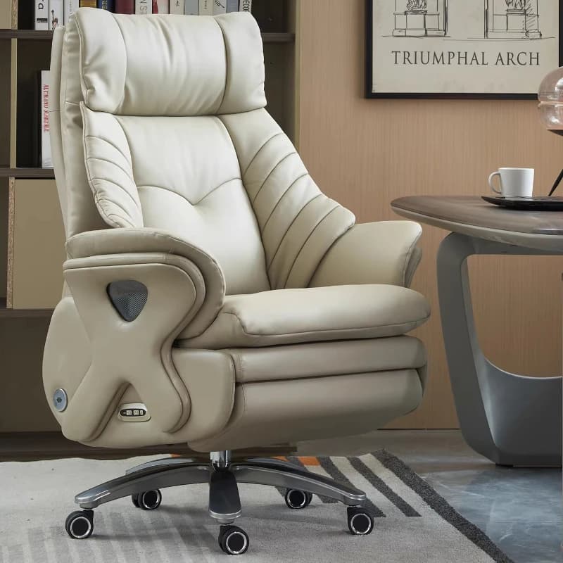 Sedia da Ufficio con Ampio Supporto Lombare, Ruote, Braccioli, Reclinabile Elettrica, Comoda e Girevole, Design Moderno per Casa e Ufficio