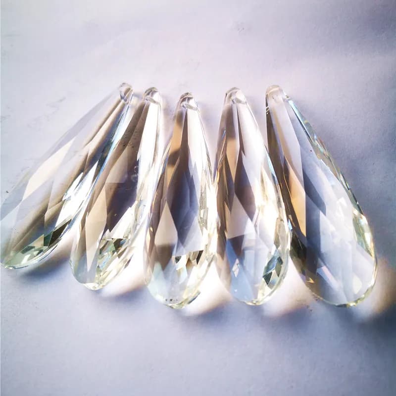 Top Quality 12pcs 76mm Clear Faceted Crystal Chandelier Prisms Glass DIY Suncatcher Hanging Glass Pendants Curtain Accessories