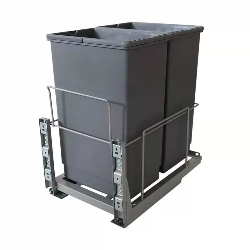 Kitchen extra high pull-out embedded hidden damping rail cabinet trash can dry and wet separation large household storage