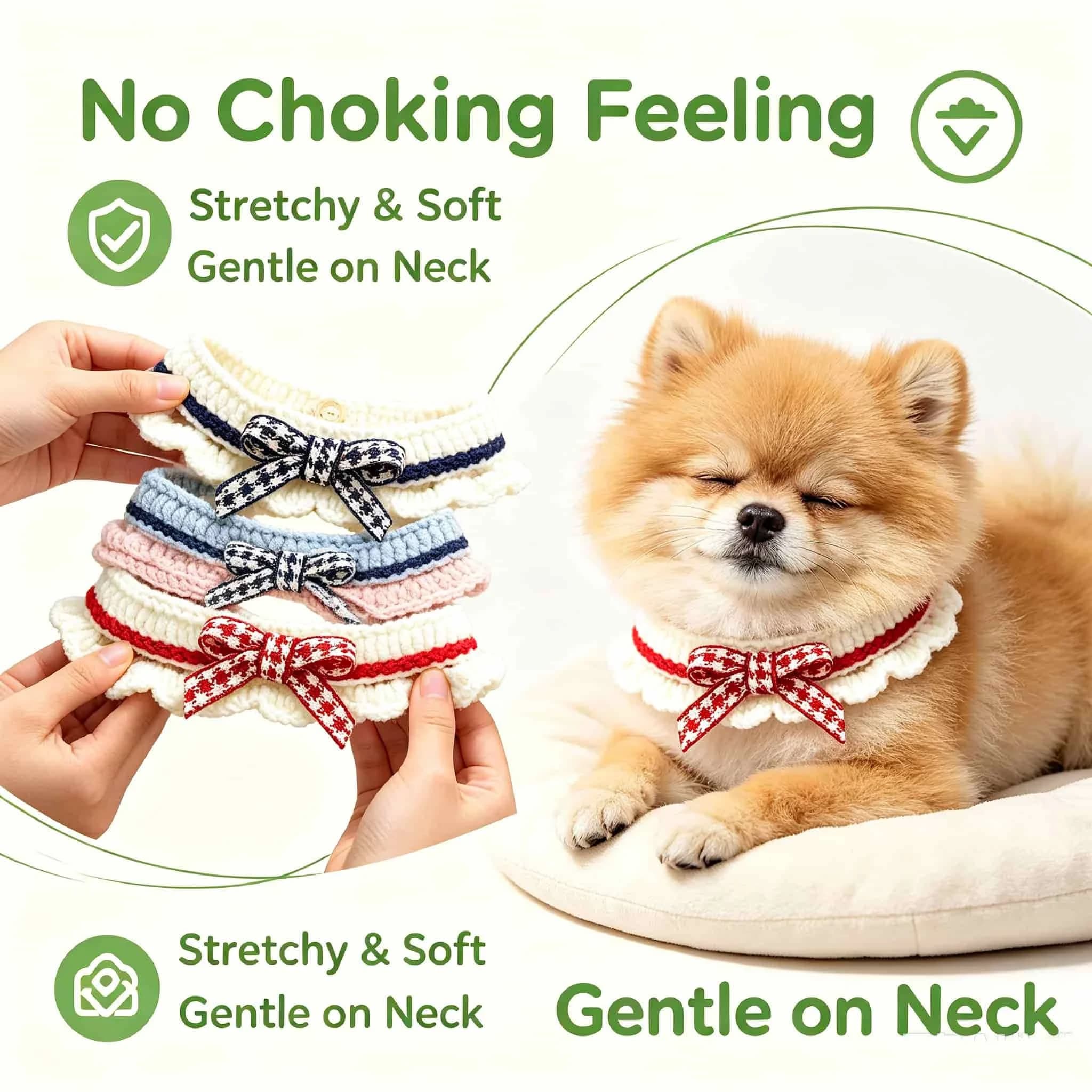 Cute Handwoven Pet Cat Dog Collar 3D Bow Lace Adjustable Pet Necklace Dogs Accessories Dog Collar Cat Collar Dog Harness