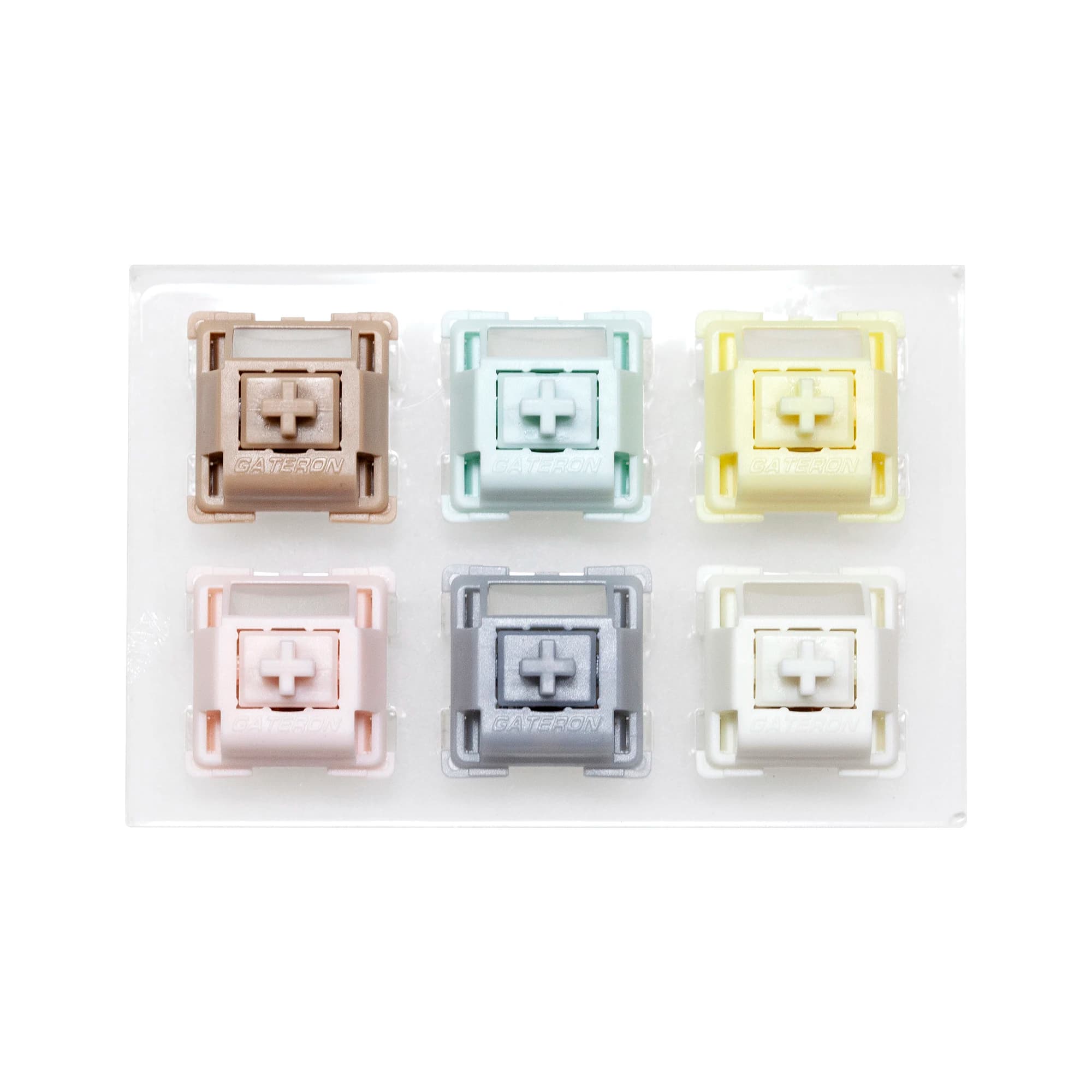 6 interruttori tester Gateron Smoothie con keycap vuoti e base in acrilico per tastiera meccanica - Cioccolato, Menta, Banana, Argento