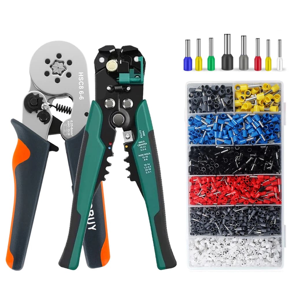 Pinze spelafili, set di strumenti per piegare cavi con kit di connettori: pinze a crimpare a cricchetto per terminali, strumento di riparazione per elettricisti