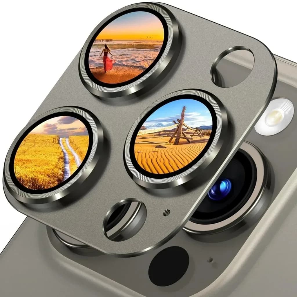 Metal camera lens protection for IPhone 15 16Pro Max Aluminum Alloy Tempered Glass Screen Protector for IPhone 15 16Pro
