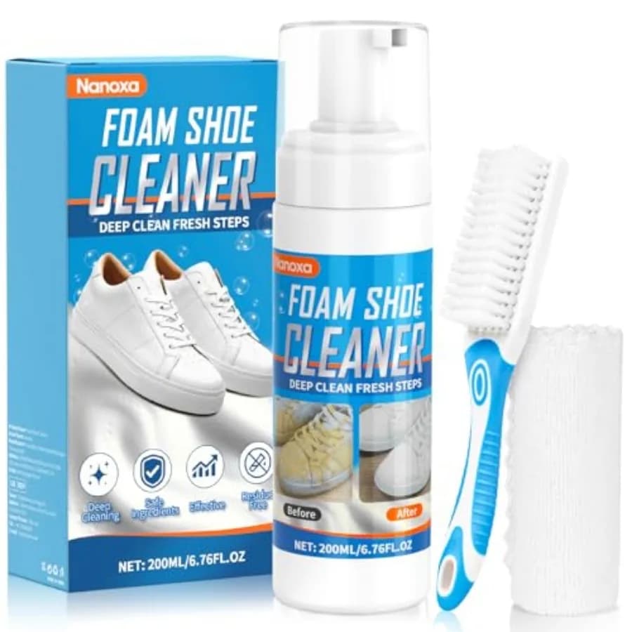 Shoe Cleaner, Sneaker Cleaner with Brush and Towel, Foam Shoe Cleaning Kit for White Shoes, Leather, Boots, Canvas