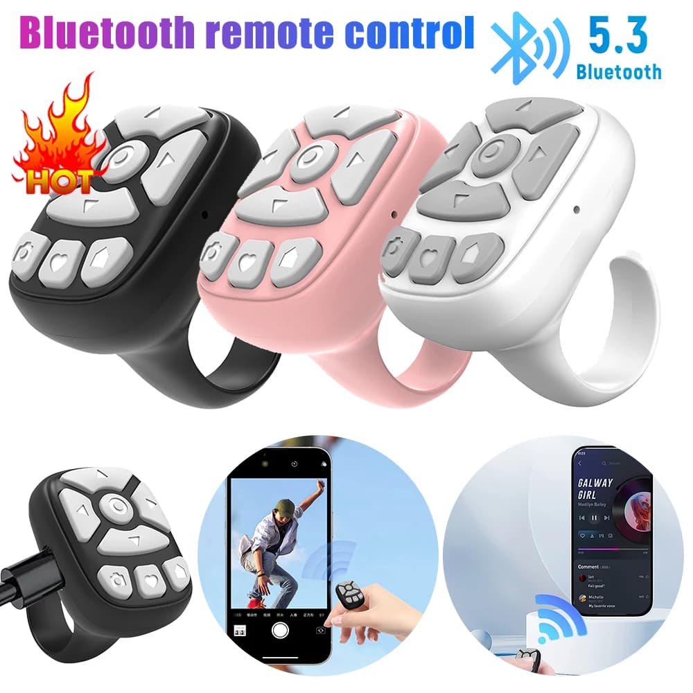 Per TIK Tok Scrolling Ring Controller per fotocamera selfie stick compatibile con Bluetooth Controller video selfie con punta delle dita per iPhone-iPad