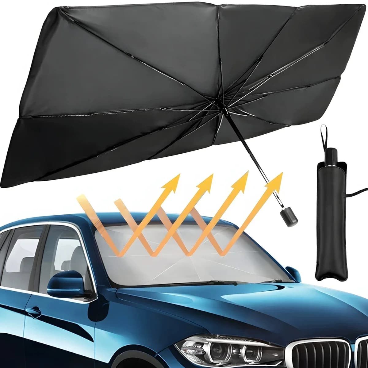 Ombrello parasole per auto resistente ai raggi UV Parasole per finestrino anteriore per auto Copertura parasole per auto Piega Protezione per parabrezza per auto Accessori auto