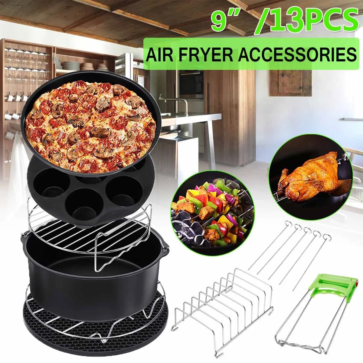 13PCS Air Fryer Accessories 9 inch suitable for Airfryer 5.2-6. 8 QT Bakery Basket Pizza Plate Grill Pot Kitchen Cooking Tool for Party