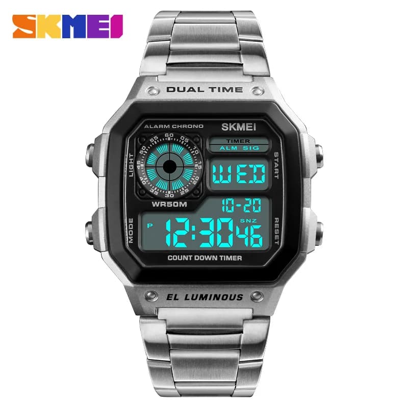 SKMEI 1335 Orologio digitale da uomo Retro sportivo Crono impermeabile elettronico da uomo Orologi da polso Orologio in acciaio inossidabile Reloj Hombre
