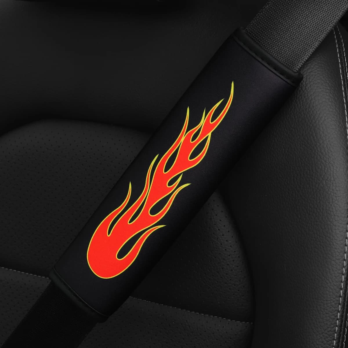 1 yellow flame red cloth printed supplies for car safety belt cover for shoulders comfortable anti-slip safety belt to relieve pressure