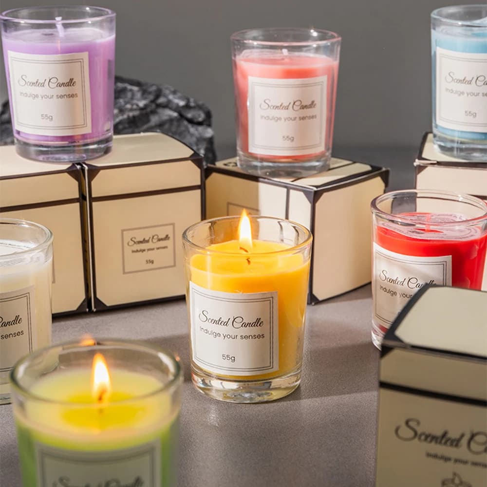 1pcs Premium Aromatherapy Candle Gift Box Comes with Glass Cup Smokeless Soy Wax Aromatherapy Candle Day Christmas Valentine’s