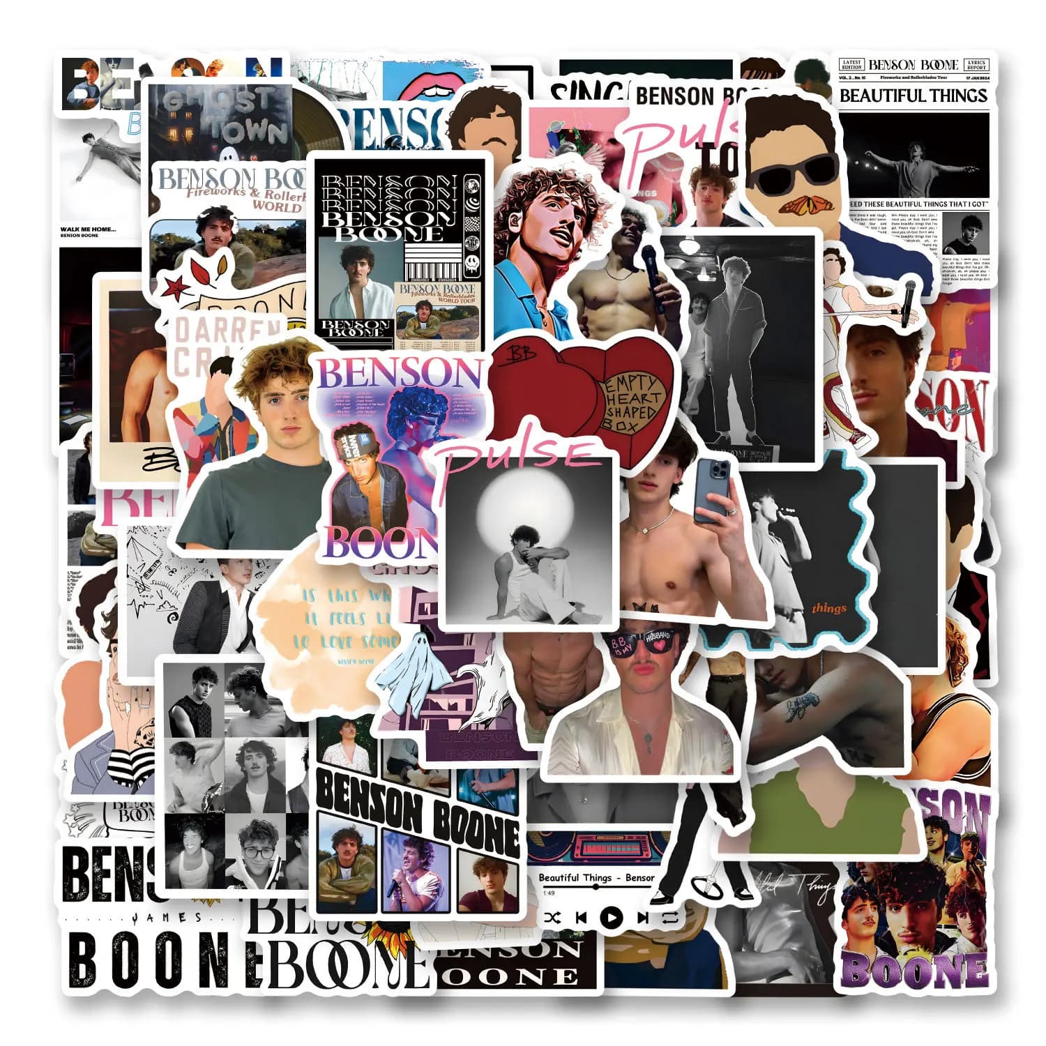 60PCS Cantante Benson Boone Adesivi Impermeabile Idolo Ventole Regalo Graffiti Decorazione Notebook FAI DA TE Valigia Tazza di Acqua Chitarra Giocattolo Per Bambini