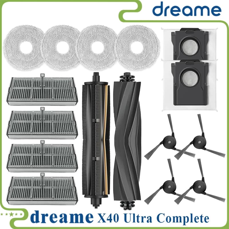 Dreame X40 Ultra Complete / X40 Ultra / X40 Pro/S30 Pro Ultra/L40 Ultra Parti per aspirapolvere Rullo principale Spazzola laterale Filtro Hepa Sacchetto per la polvere