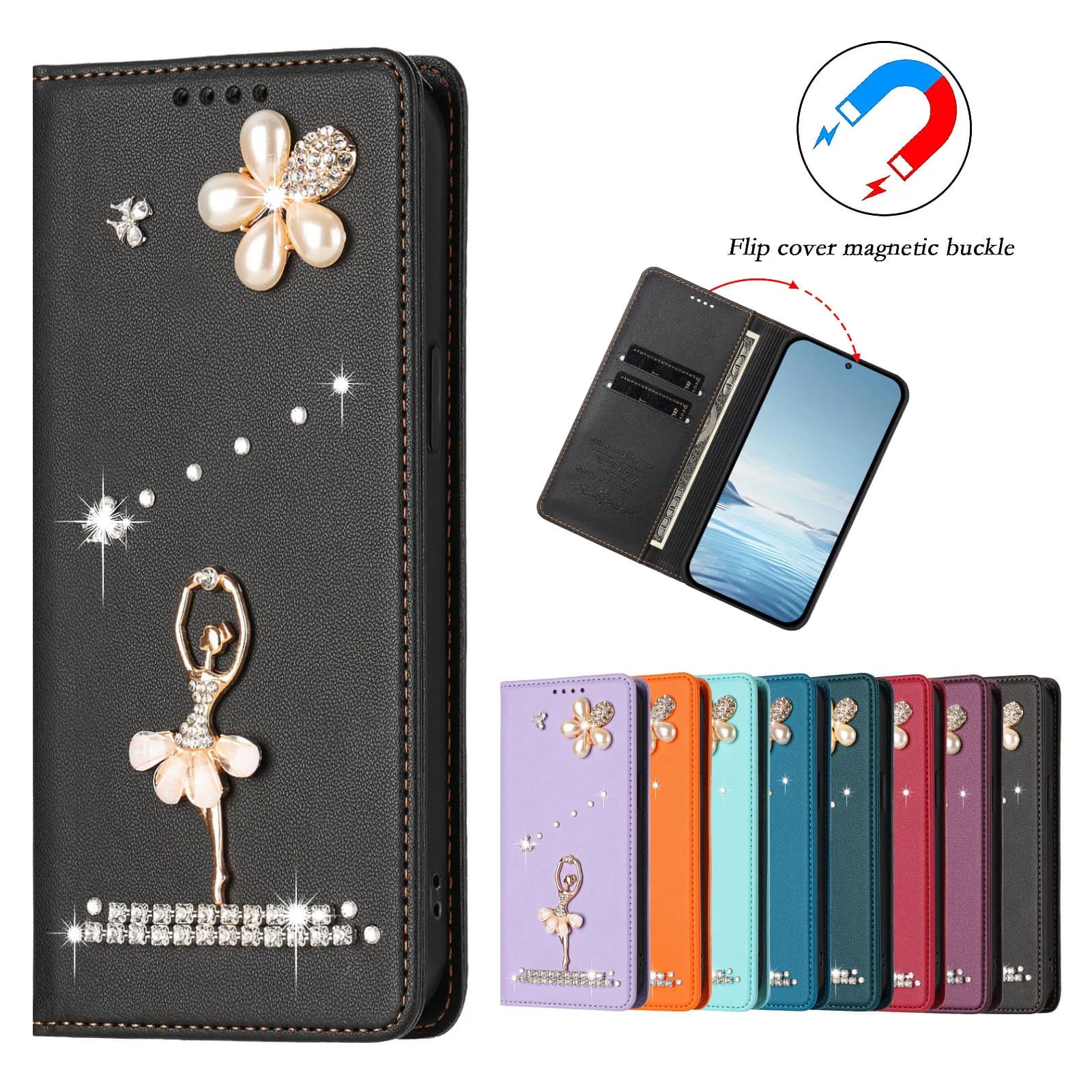 Rhinestone Phone Case for Motorola Moto G67 G57 Power Signature 5G Edge 70 Ultra Bling Girl Flip Wallet Cases Cover