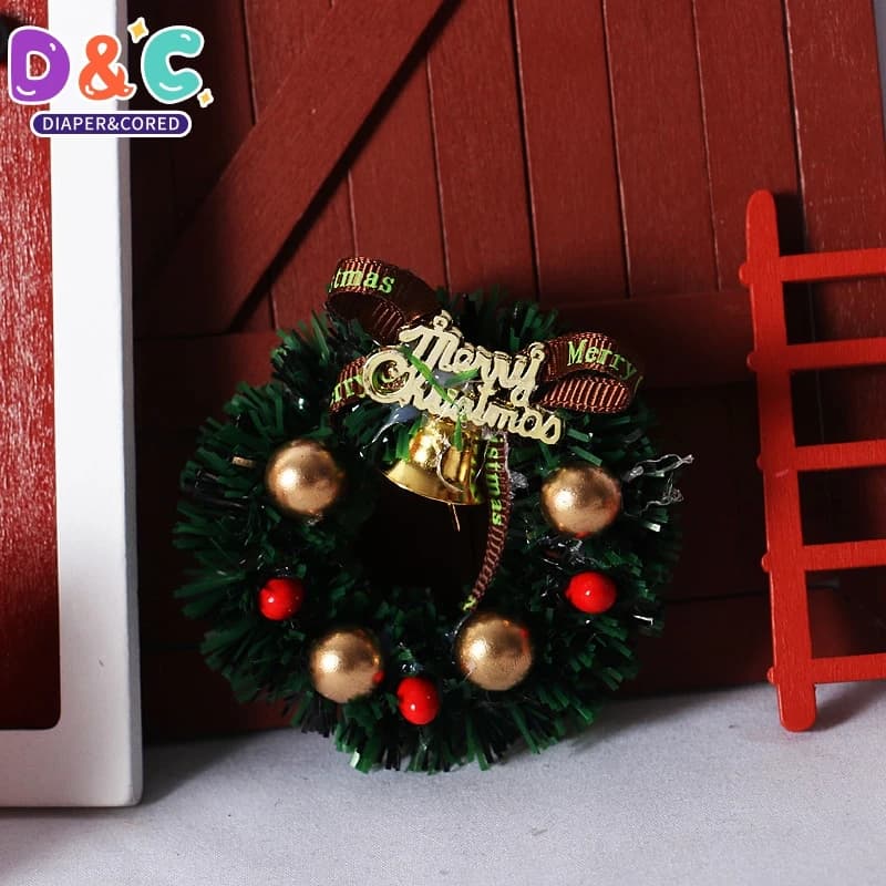 1 pz ghirlanda in miniatura casa delle bambole decorazione dell'albero di Natale accessori per casa delle bambole 6 cm
