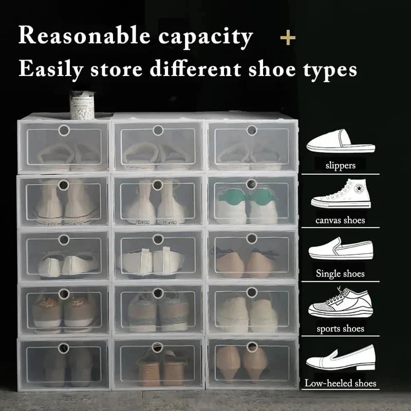 Nuove Scatole per Scarpe 2026, Set da 6 Pezzi, Trasparenti e Impilabili, Antipolvere, Salvaspazio, Organizzatore in Plastica per Sneaker