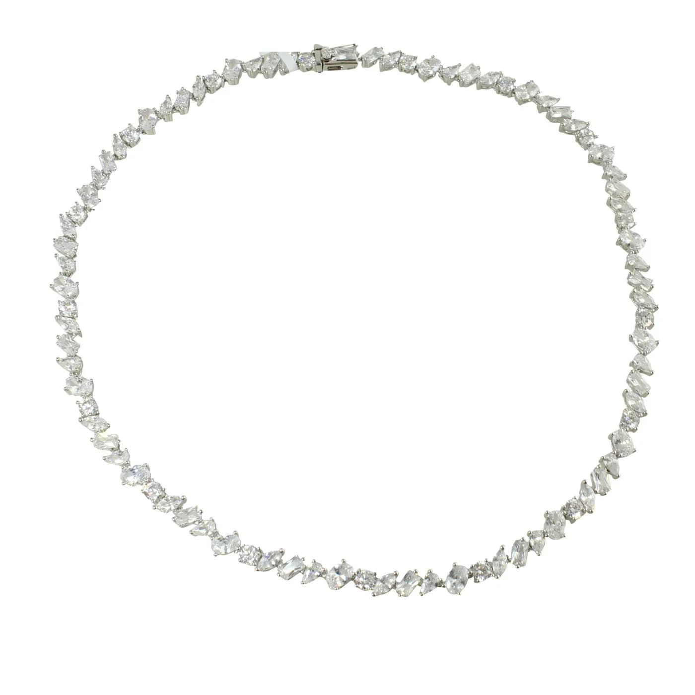 Set di gioielli da donna con catena da tennis CZ con zirconi geometrici a forma varia, collana con bracciale ghiacciato scintillante