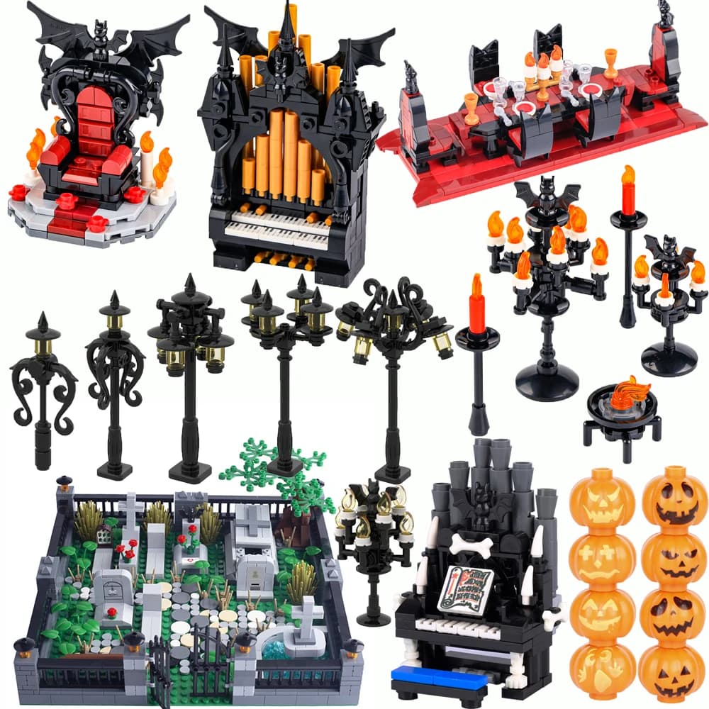 MOC Halloween Testa di zucca Building Blocks Set Scheletro Soldato Figure Mattoni fai da te Giocattoli Bambini Natale Regalo di Halloween