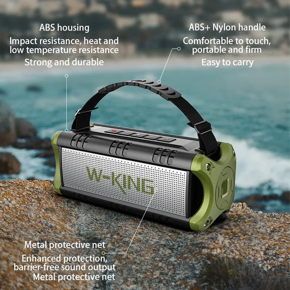 W-KING Portable Bluetooth Speaker Waterproof Outdoor Speaker with Deep Bass NFC 2 Sound Modes Perfect for Camping Hiking
